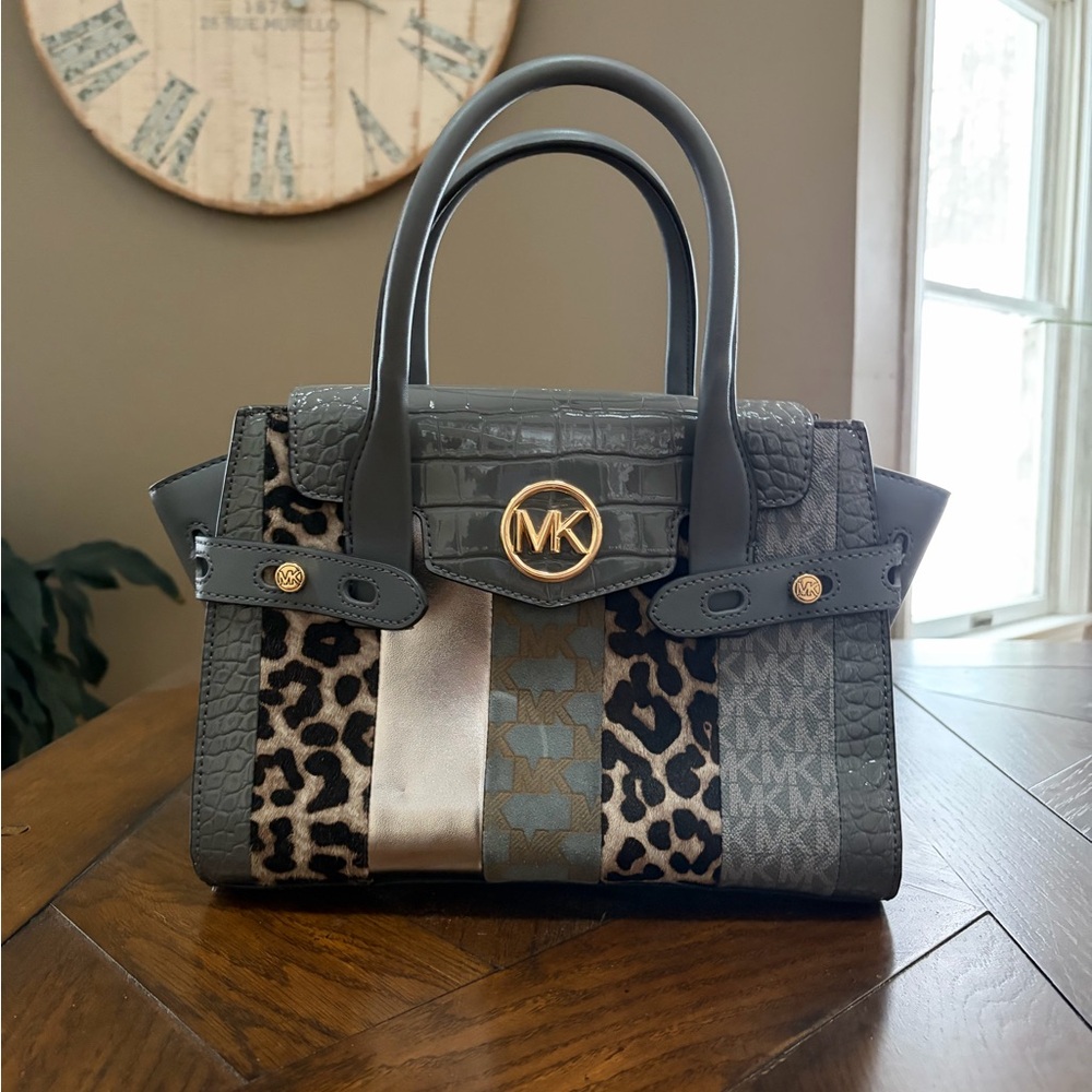 Michael Kors Leopard and Gray Satchel